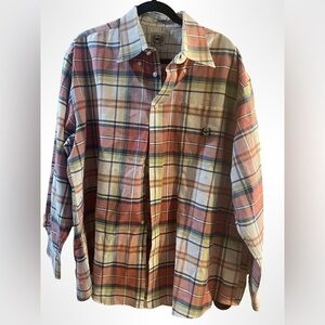 Cinch men’s button up long sleeve plaid shirt size extra large.‎